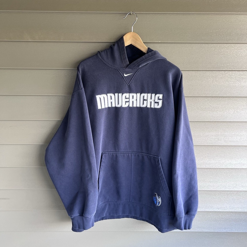 Vintage Y2K Nike Center Swoosh Dallas Mavericks Fleece Pullover Hoodie XL NBA